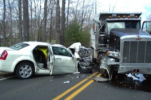 Car and truck accident