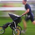 Man jogging with stroller