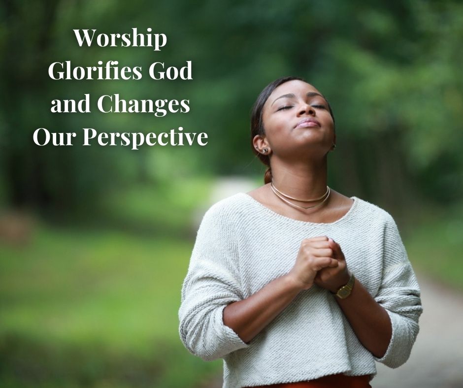 Woman worshipping God